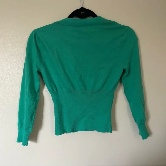 take out | Green Button-Up Women's Sweater | Size Medium - Picture 7 of 7